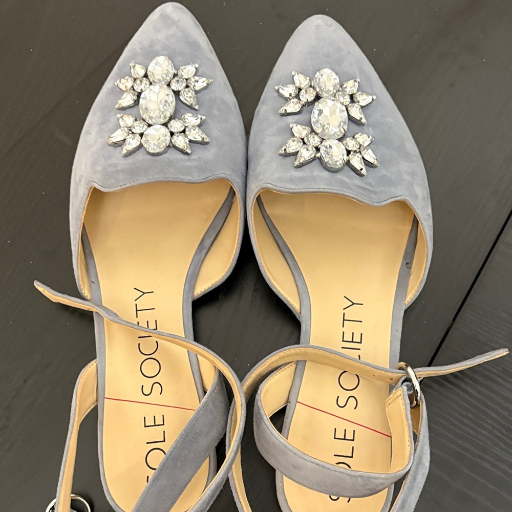 Sole Society Crystal Adorned Blue Flats